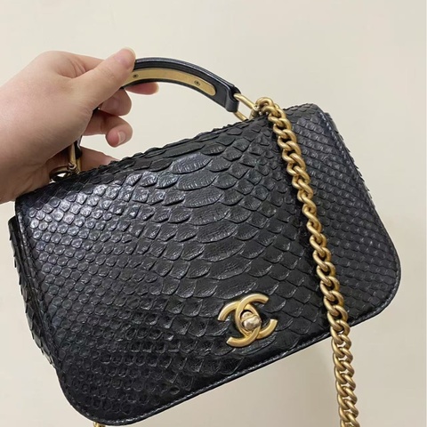 Chanel黑金蛇皮woc