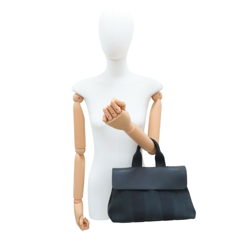 黑色 帆布 Valparaiso PM 手提包 口J刻【HERMES 愛馬仕】-6