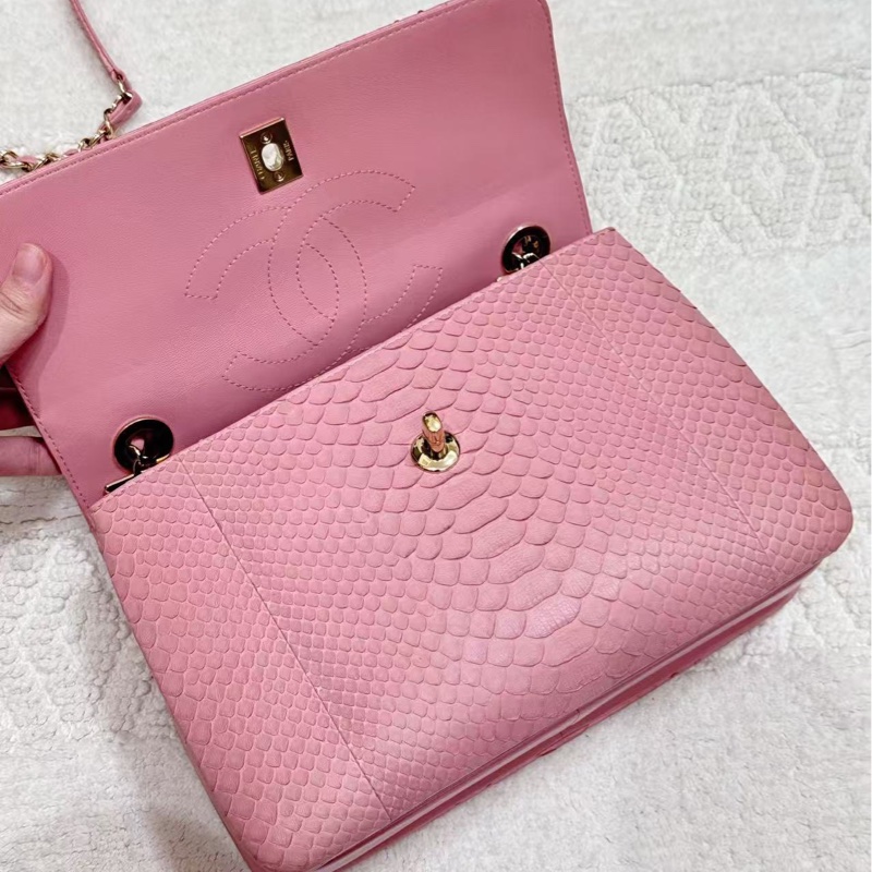 Chanel粉金蛇皮 Trendy CC-7