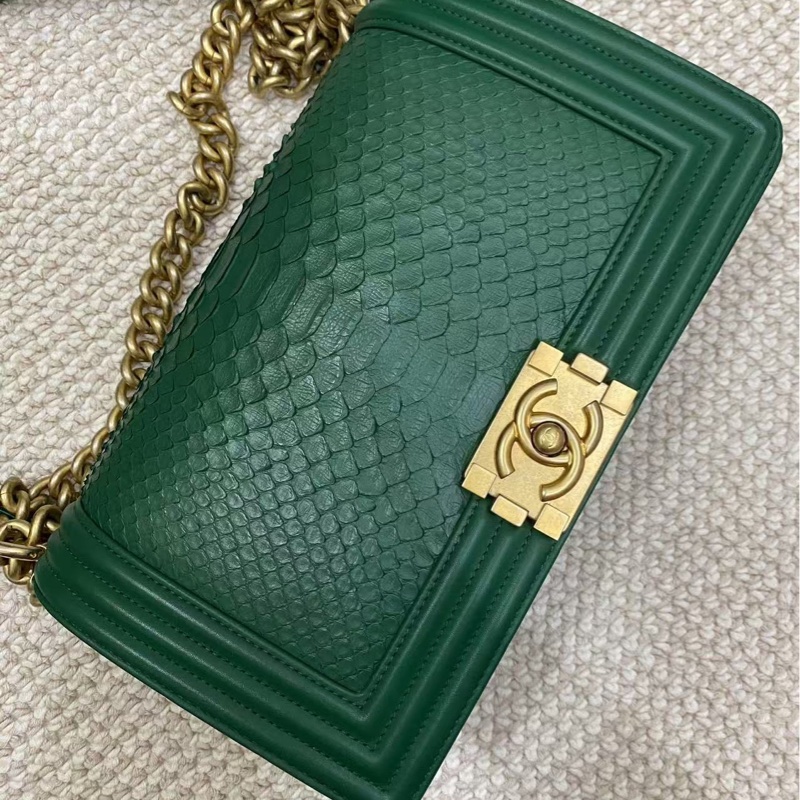 Chanel綠金蛇皮Leboy中號-1