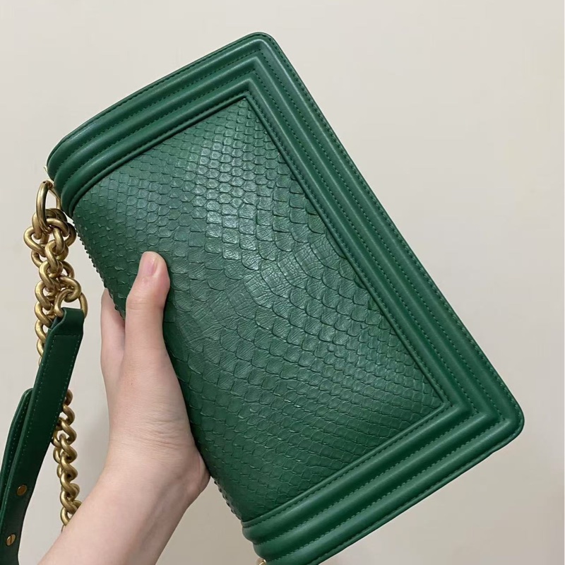 Chanel綠金蛇皮Leboy中號-3