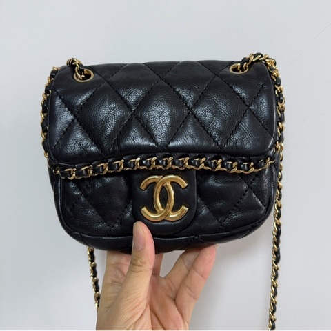Chanel黑金滾邊mini鏈條包