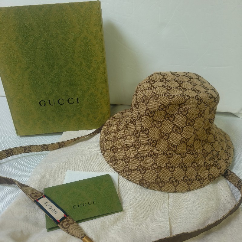 【🐴馬上下單最優惠】🧧限時降價至2/11(原$14800)【9成新】㊣✨Gucci✨古馳(附盒/防塵袋)gg 帆布 雙面 雙條帶 漁夫帽 帽子 遮陽帽/二手精品/配件🌳二手樹屋🌳-2
