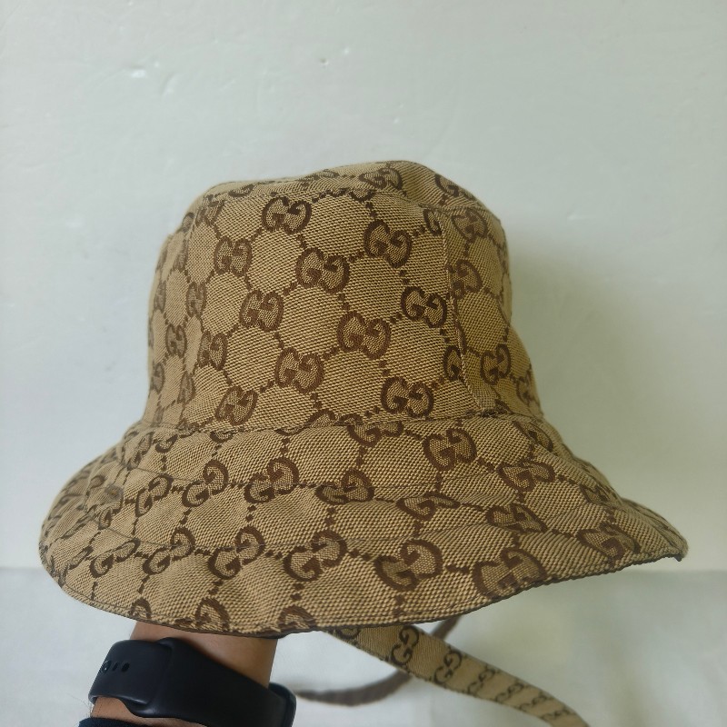 【🐴馬上下單最優惠】🧧限時降價至2/11(原$14800)【9成新】㊣✨Gucci✨古馳(附盒/防塵袋)gg 帆布 雙面 雙條帶 漁夫帽 帽子 遮陽帽/二手精品/配件🌳二手樹屋🌳-5