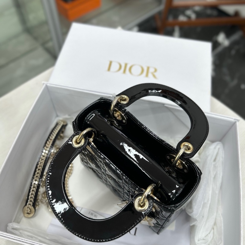Dior黑金漆皮三格戴妃-5