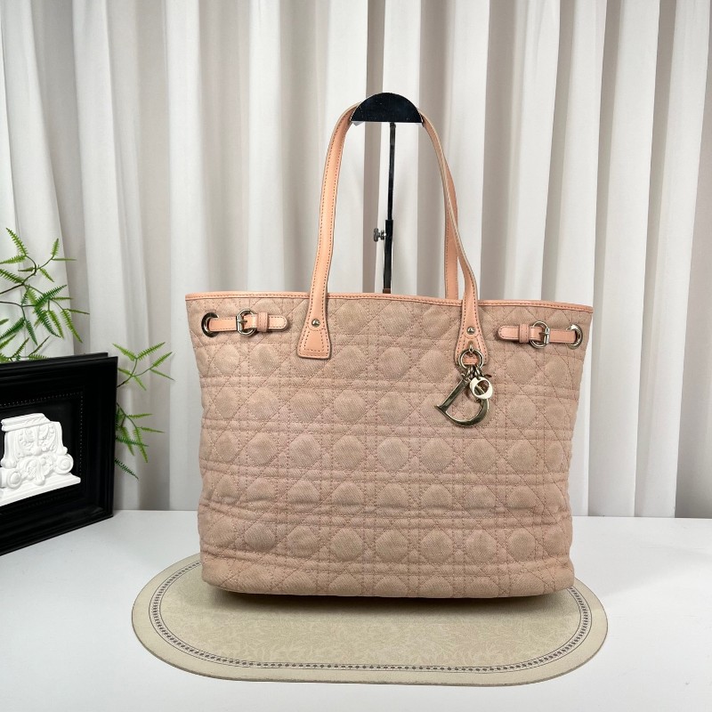 DIOR迪奥 中古粉色戴妃单肩包托特包购物袋 超级粉嫩的一只 包型立挺 容量大 日常出行都适合-0