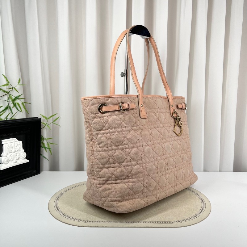 DIOR迪奥 中古粉色戴妃单肩包托特包购物袋 超级粉嫩的一只 包型立挺 容量大 日常出行都适合-2