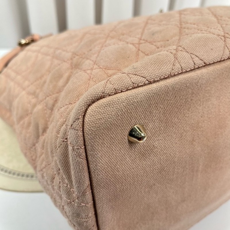 DIOR迪奥 中古粉色戴妃单肩包托特包购物袋 超级粉嫩的一只 包型立挺 容量大 日常出行都适合-10