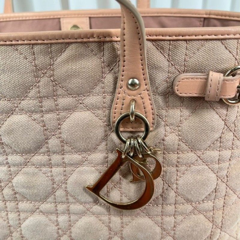 DIOR迪奥 中古粉色戴妃单肩包托特包购物袋 超级粉嫩的一只 包型立挺 容量大 日常出行都适合-19