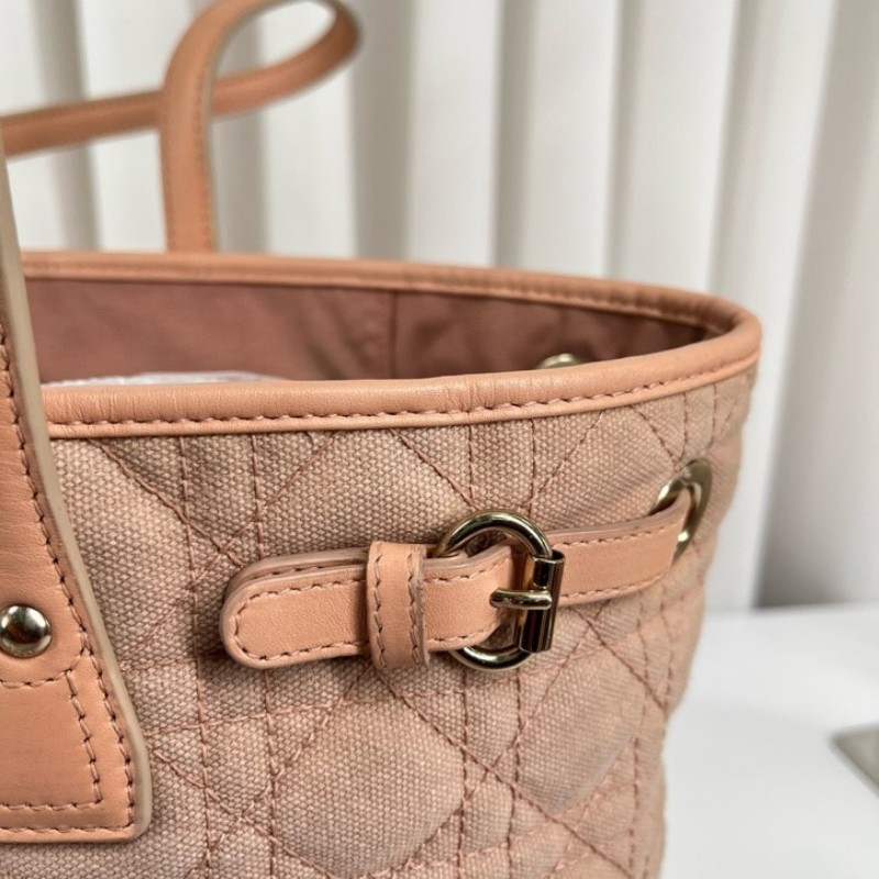 DIOR迪奥 中古粉色戴妃单肩包托特包购物袋 超级粉嫩的一只 包型立挺 容量大 日常出行都适合-21