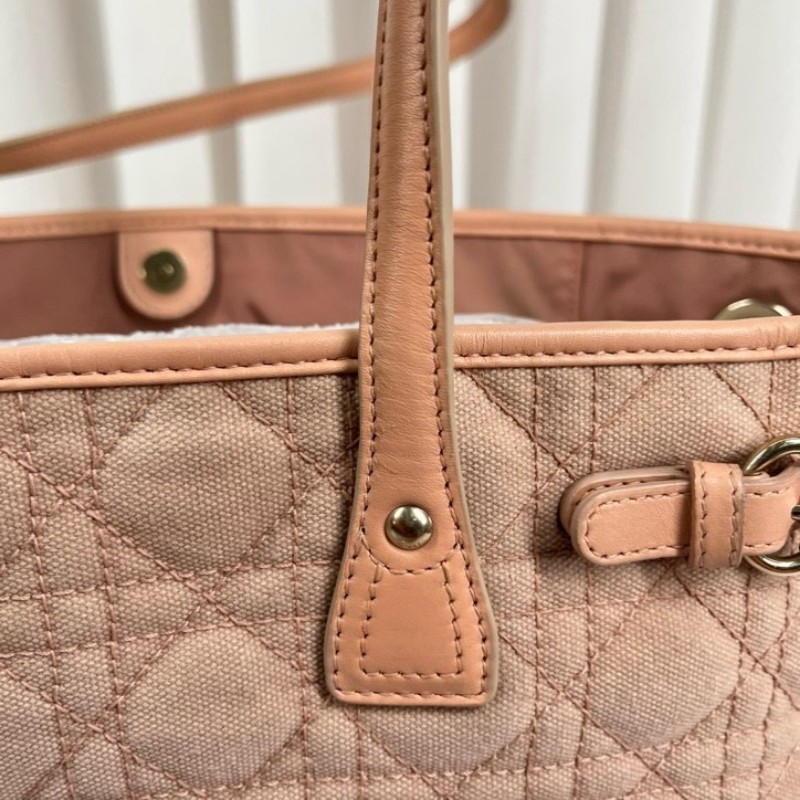 DIOR迪奥 中古粉色戴妃单肩包托特包购物袋 超级粉嫩的一只 包型立挺 容量大 日常出行都适合-23