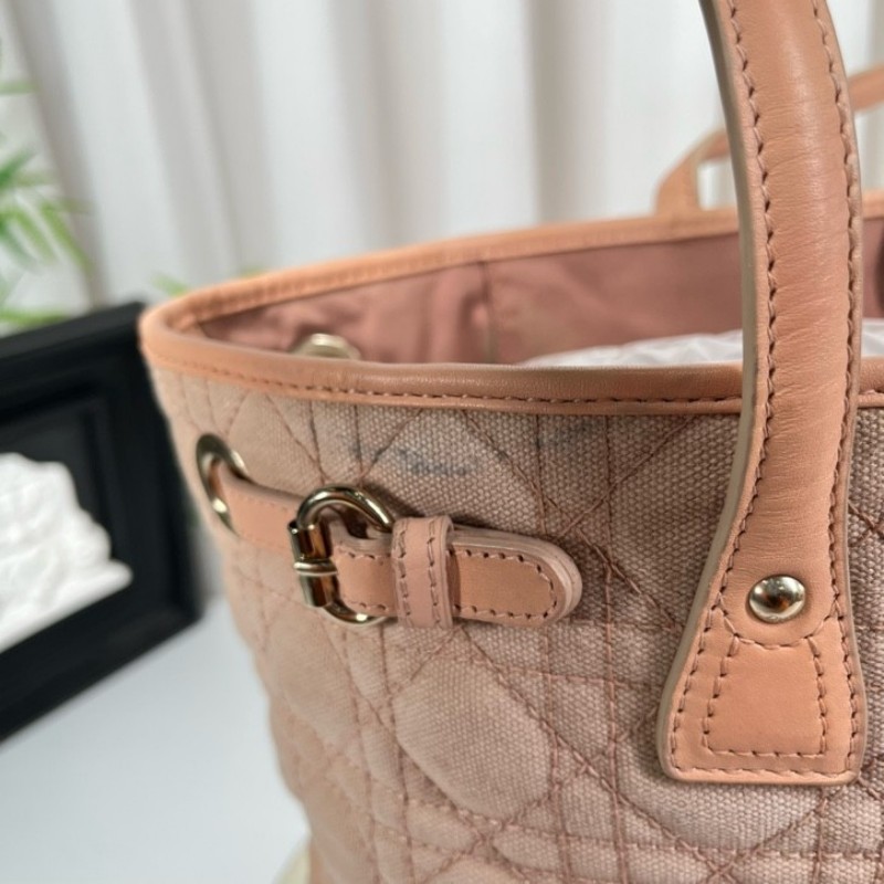 DIOR迪奥 中古粉色戴妃单肩包托特包购物袋 超级粉嫩的一只 包型立挺 容量大 日常出行都适合-24