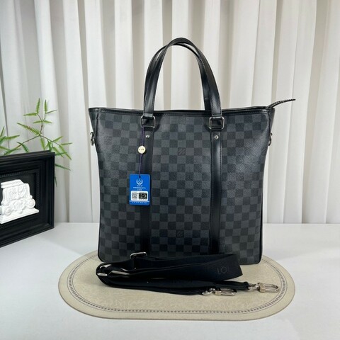 LV路易威登  黑灰棋盤格豎版公文包手提包 容量大 適合短途出差旅行