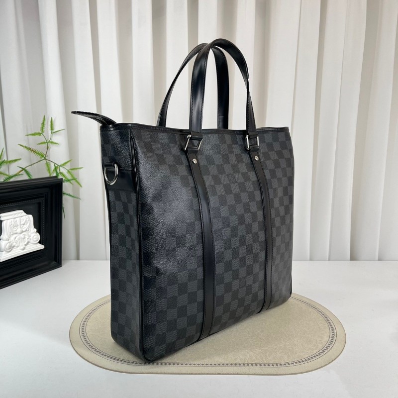 LV路易威登  黑灰棋盤格豎版公文包手提包 容量大 適合短途出差旅行-2