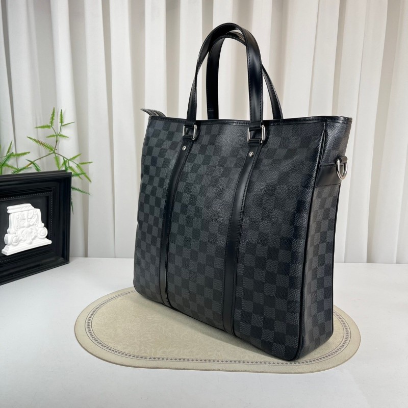 LV路易威登  黑灰棋盤格豎版公文包手提包 容量大 適合短途出差旅行-3