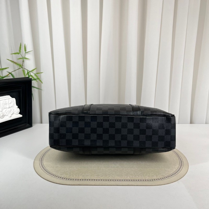 LV路易威登  黑灰棋盤格豎版公文包手提包 容量大 適合短途出差旅行-7