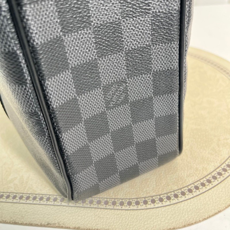 LV路易威登  黑灰棋盤格豎版公文包手提包 容量大 適合短途出差旅行-8