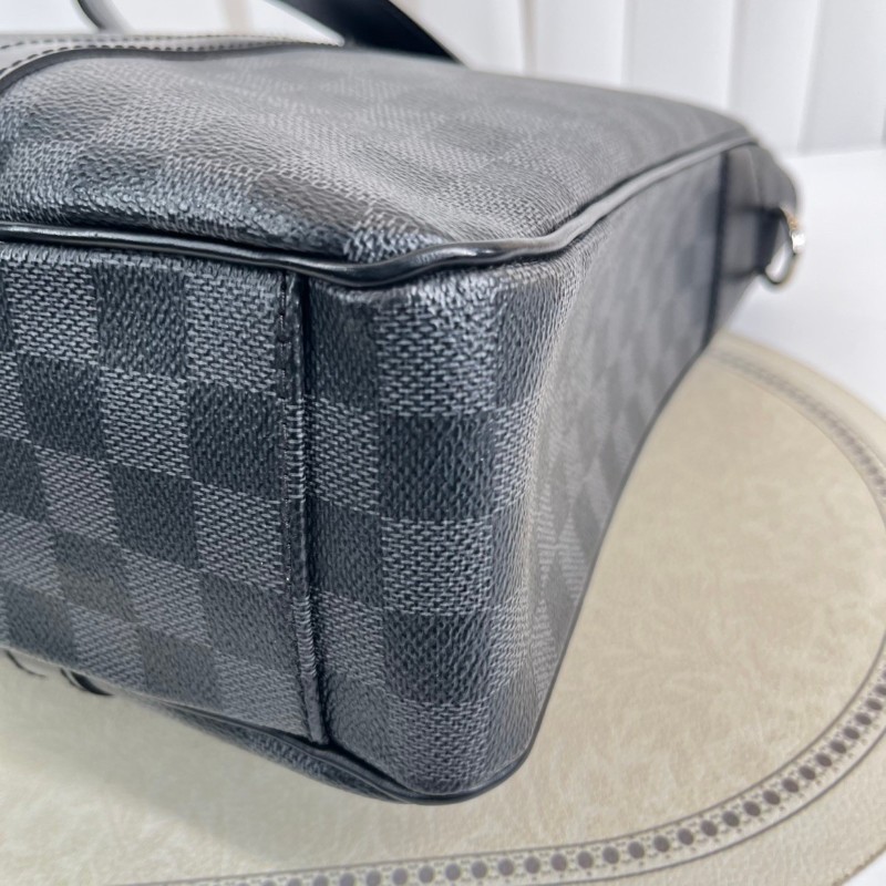 LV路易威登  黑灰棋盤格豎版公文包手提包 容量大 適合短途出差旅行-10