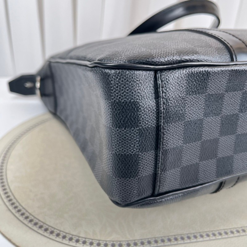 LV路易威登  黑灰棋盤格豎版公文包手提包 容量大 適合短途出差旅行-11