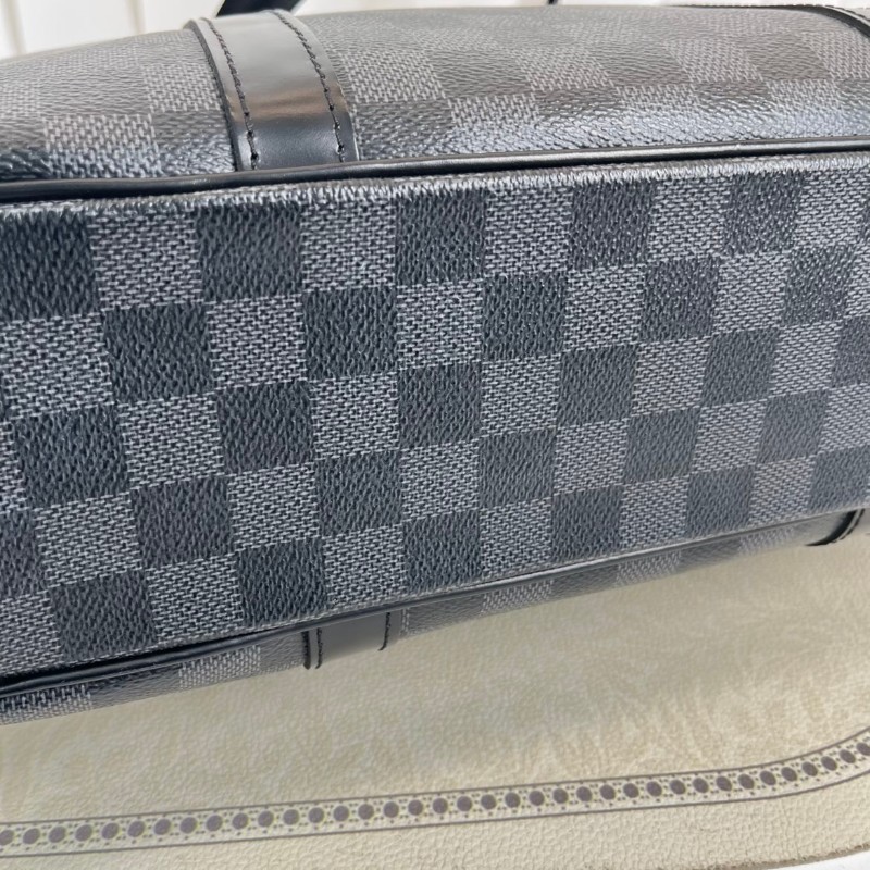 LV路易威登  黑灰棋盤格豎版公文包手提包 容量大 適合短途出差旅行-12