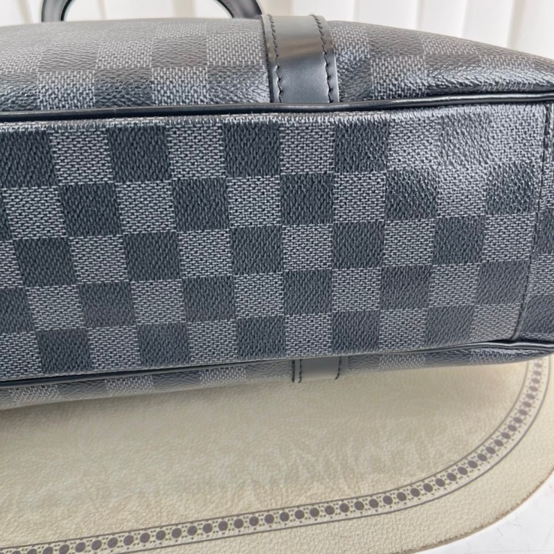 LV路易威登  黑灰棋盤格豎版公文包手提包 容量大 適合短途出差旅行-13