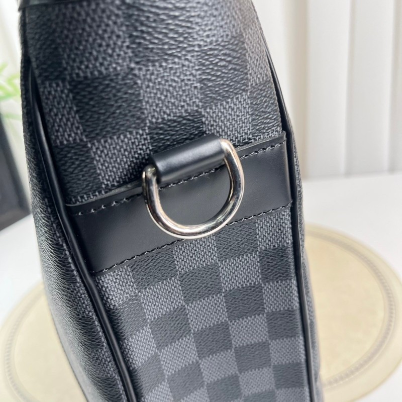 LV路易威登  黑灰棋盤格豎版公文包手提包 容量大 適合短途出差旅行-18