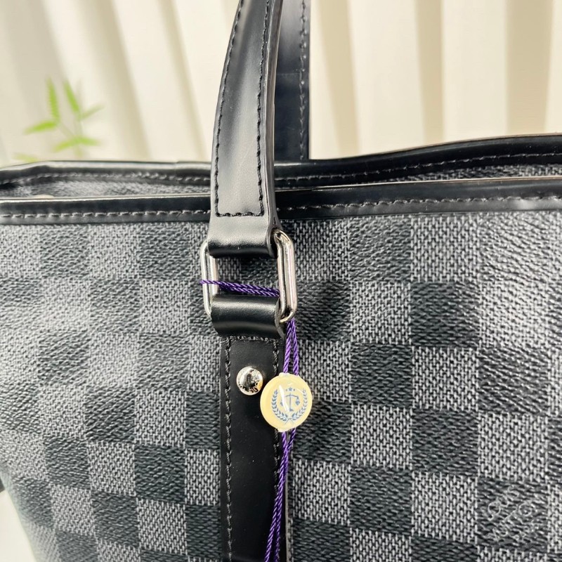 LV路易威登  黑灰棋盤格豎版公文包手提包 容量大 適合短途出差旅行-21