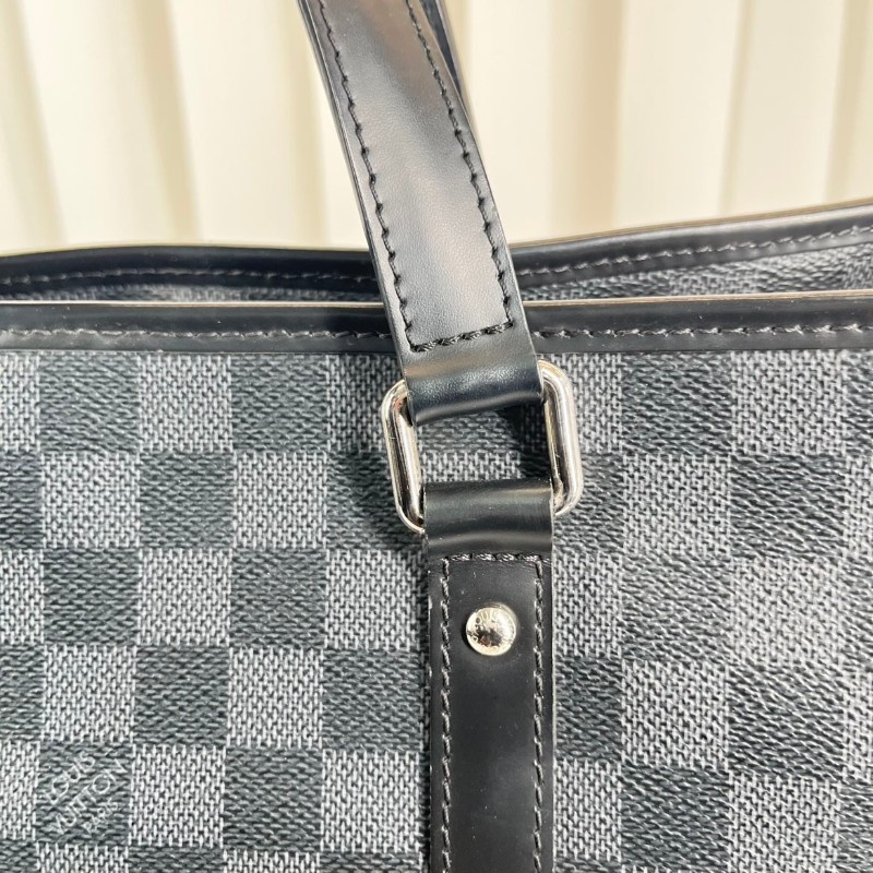 LV路易威登  黑灰棋盤格豎版公文包手提包 容量大 適合短途出差旅行-22