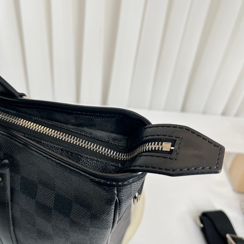 LV路易威登  黑灰棋盤格豎版公文包手提包 容量大 適合短途出差旅行-23