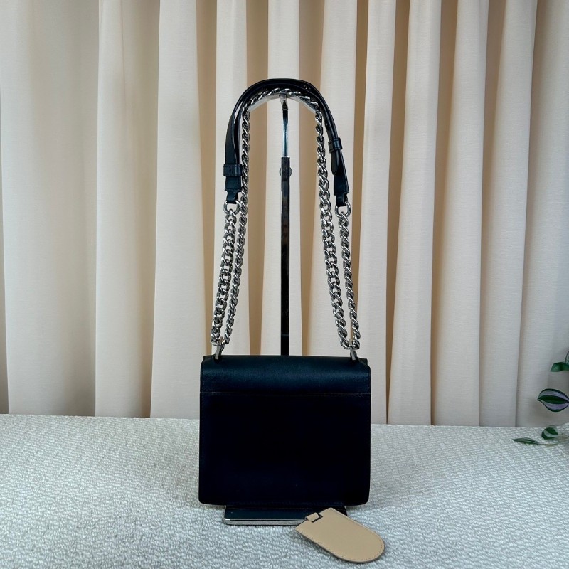 德爾沃黑白拼色鏈條包  可單肩背可斜挎 多種背法 容量日常 優雅與休閒結合-1