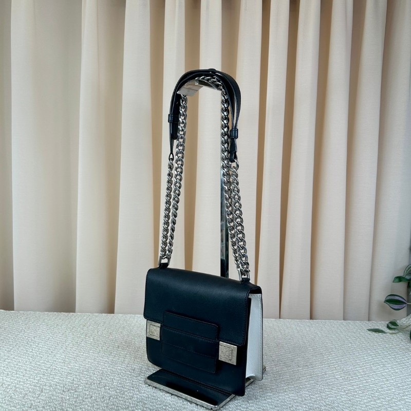 德爾沃黑白拼色鏈條包  可單肩背可斜挎 多種背法 容量日常 優雅與休閒結合-2