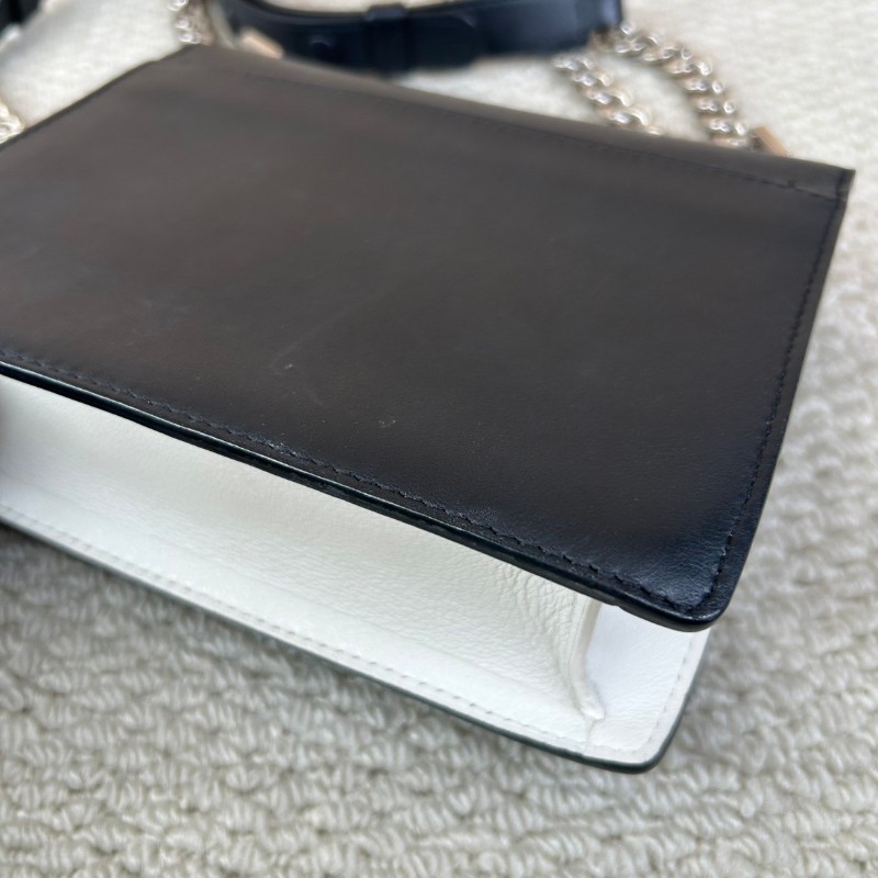 德爾沃黑白拼色鏈條包  可單肩背可斜挎 多種背法 容量日常 優雅與休閒結合-10