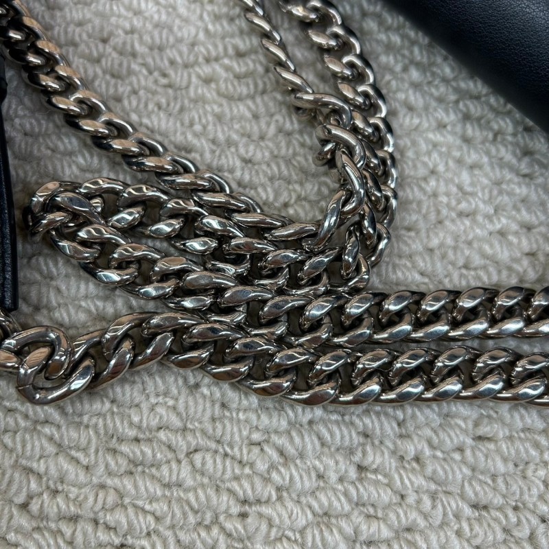 德爾沃黑白拼色鏈條包  可單肩背可斜挎 多種背法 容量日常 優雅與休閒結合-14