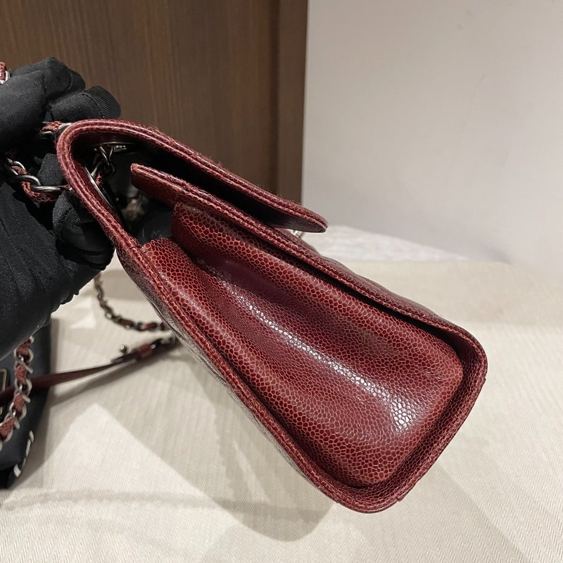 Chanel香奈兒 荔枝皮牛皮復古銀扣焦糖色 單蓋CF 孟買單肩斜挎包-2