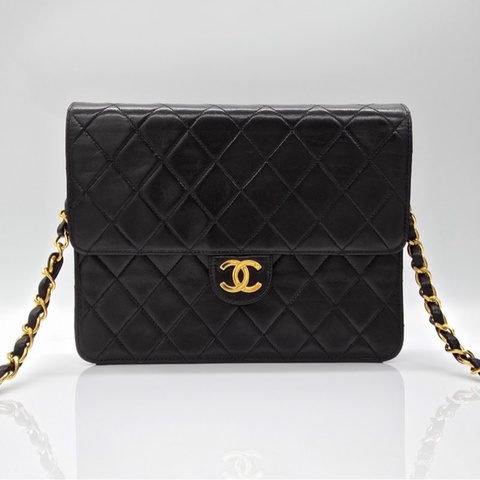 Chanel Vintage Classic Flap CF22 黑色羊皮肩背包