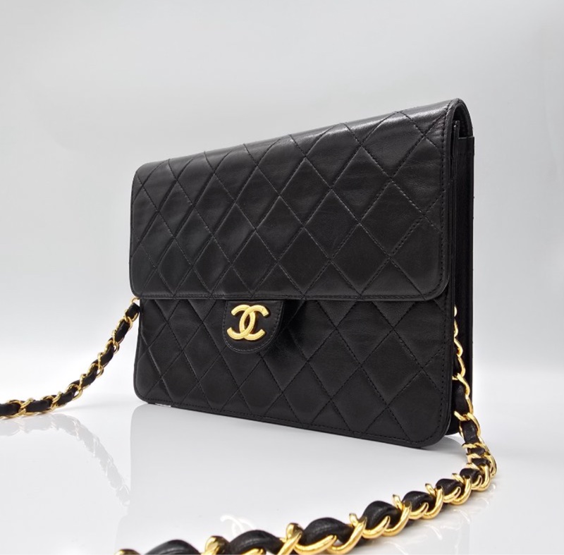 Chanel Vintage Classic Flap CF22 黑色羊皮肩背包-2