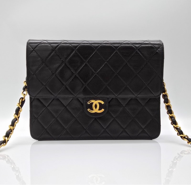 Chanel Vintage Classic Flap CF22 黑色羊皮肩背包-5