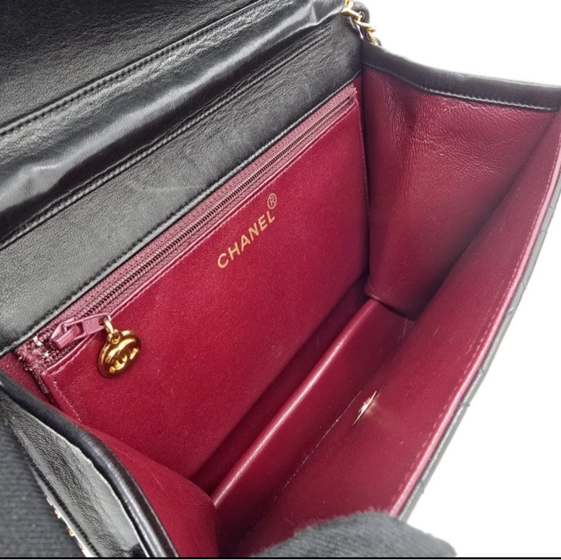 Chanel Vintage Classic Flap CF22 黑色羊皮肩背包-8