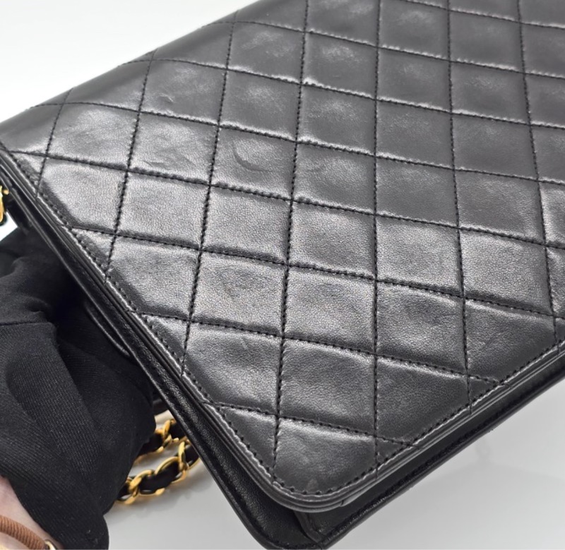 Chanel Vintage Classic Flap CF22 黑色羊皮肩背包-14
