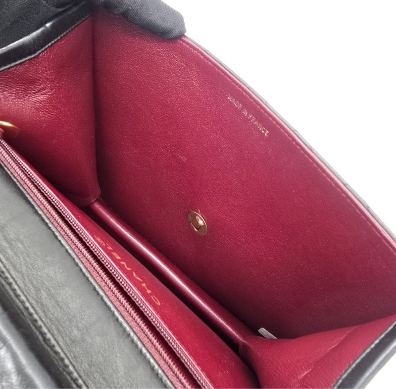 Chanel Vintage Classic Flap CF22 黑色羊皮肩背包-15