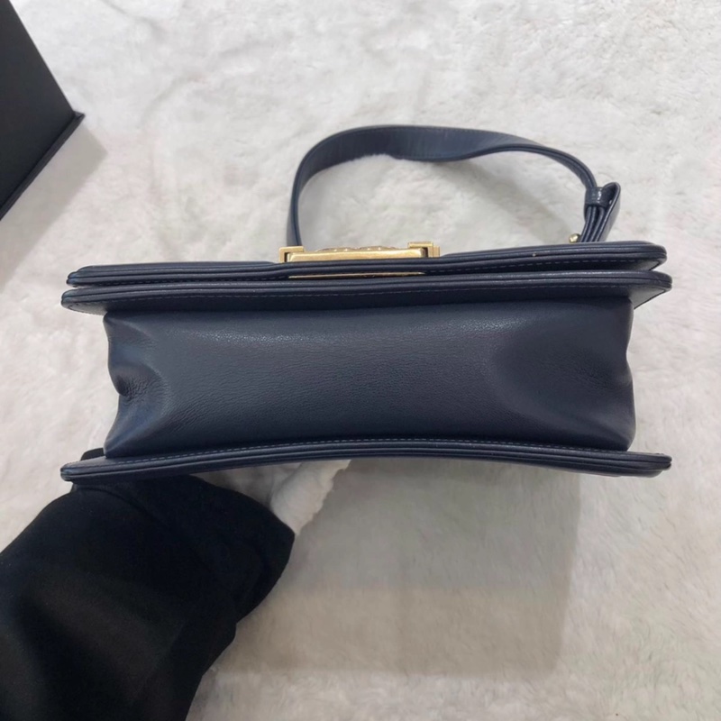 香奈兒小號LEBOY 海軍籃搭金色五金-4