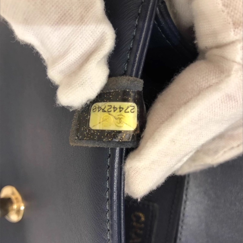 香奈兒小號LEBOY 海軍籃搭金色五金-6