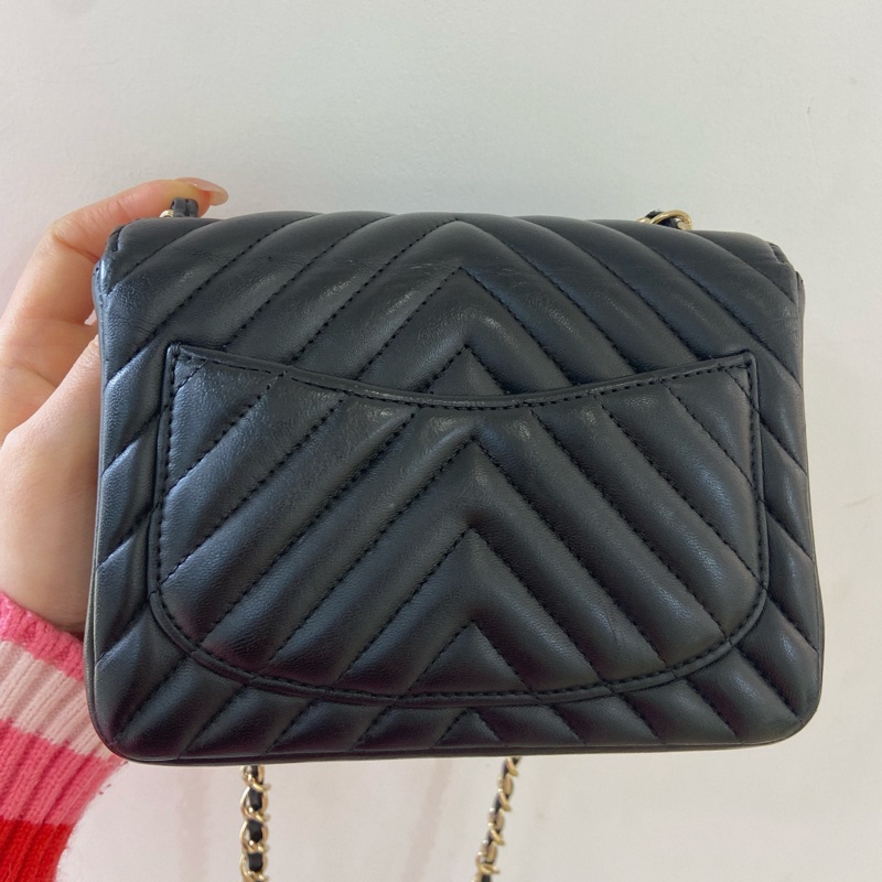 CHANEL MINI SQUARE 17cm 黑金-4