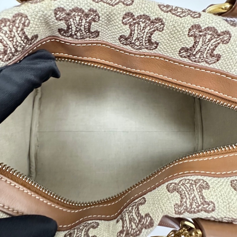 CELINE 老花刺繡波士頓手提肩背包26*16*14 98新配件鎖鑰匙塵袋-2