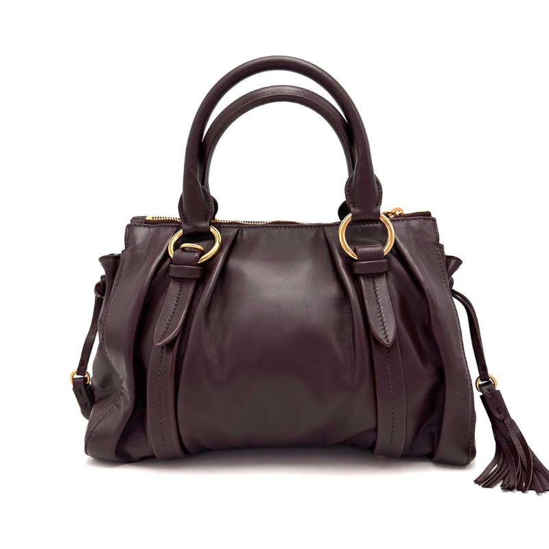 MIUMIU 暗紅色金扣 Joie手提斜背機車包29*21*11 全新閒置配件盒子塵袋-6