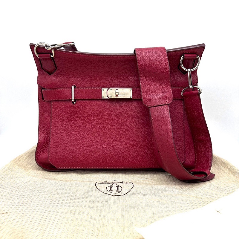 HERMES 石榴紅銀扣吉普賽34斜背包34*28*15 98新配件塵袋-1
