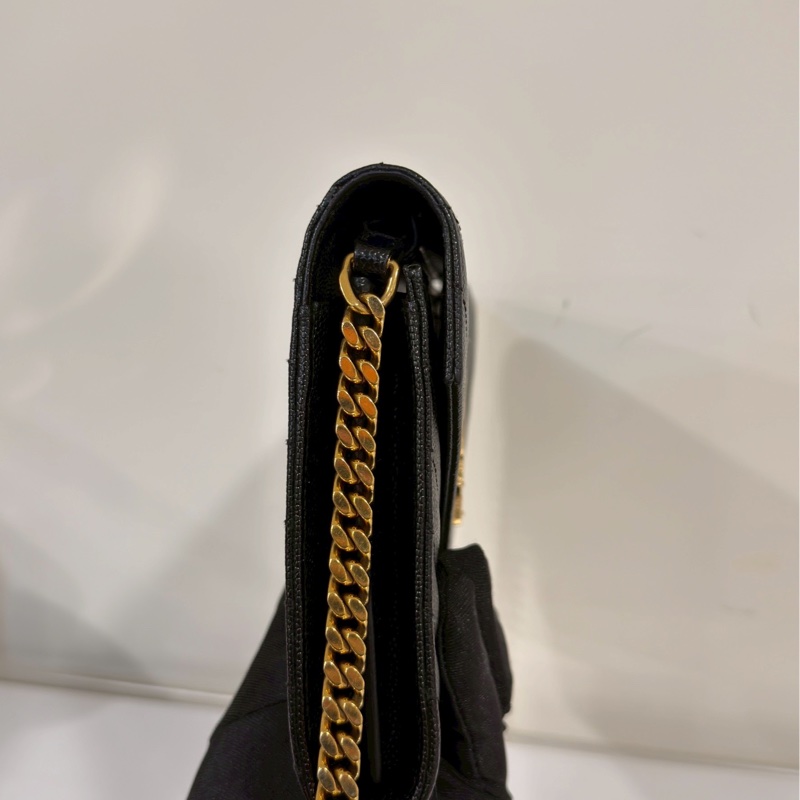 超低價😍99新🆕Ysl聖羅蘭黑金大號魚子醬斜紋Woc手提單肩斜挎包-8