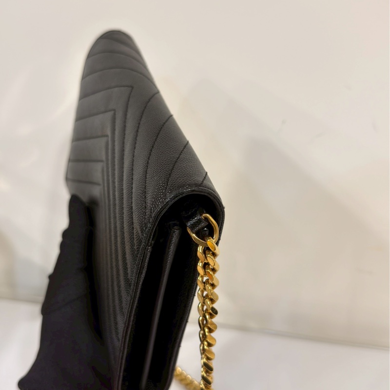 超低價😍99新🆕Ysl聖羅蘭黑金大號魚子醬斜紋Woc手提單肩斜挎包-12