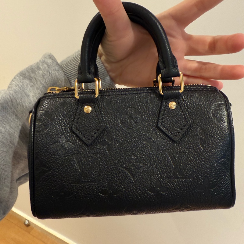 LV Nano Speedy Monogram Empreinte 皮革 黑色-0