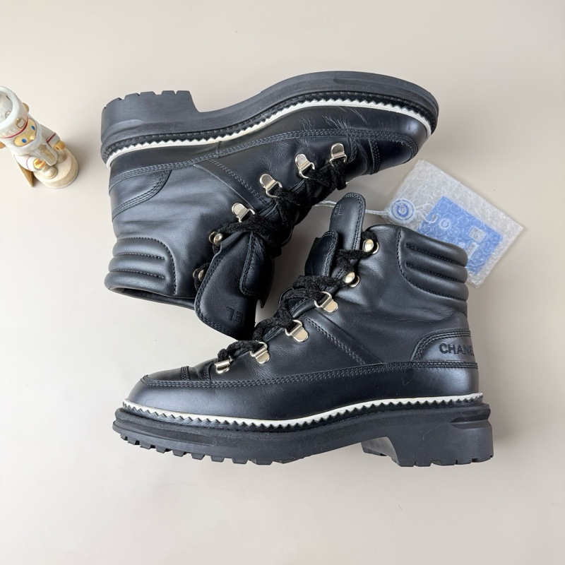 CHANEL香奈兒 黑金字母綁帶短靴 36.5碼-10